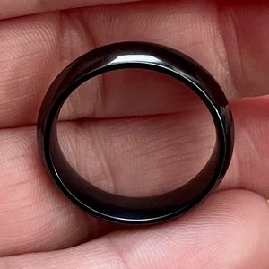Titanium ring band black polished wedding ring